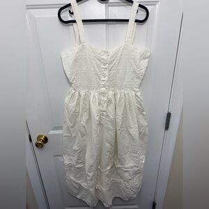 Women’s Vintage White Sleeveless Cotton Dress Size Small Button Up Made In India